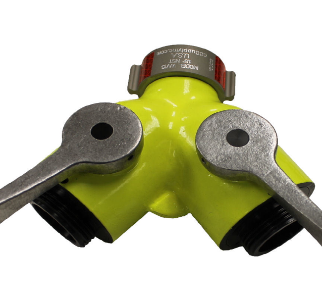 HIGH VISIBILITY 1" NH FEMALE INLET WITH 2 X 1" NH MALE OUTLETS HIGH VIZ® - Wildland Warehouse | Gear for Wildland Fire